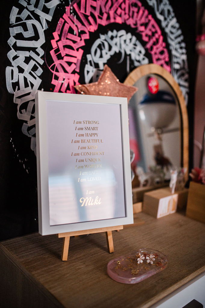 personalised gold affirmation print, framed affirmation, perth delivery print, teen gift perth,