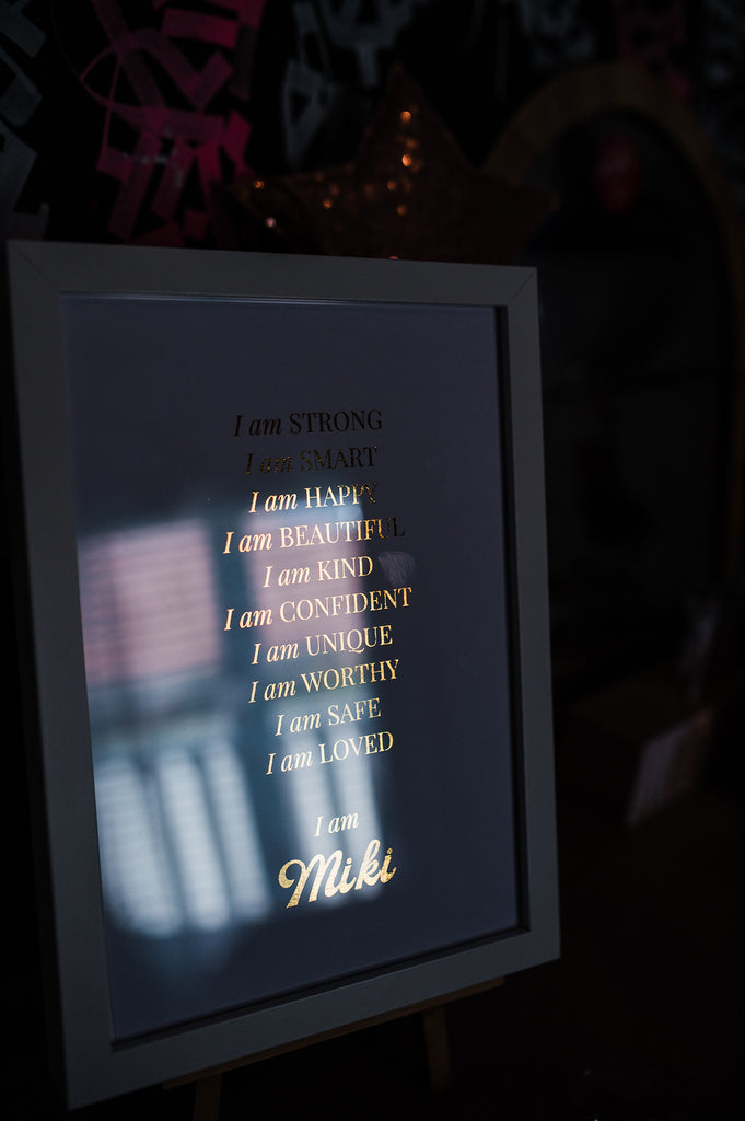 personalised gold affirmation print, framed affirmation, perth delivery print, tteen gift perth,