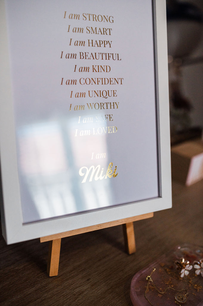 personalised gold affirmation print, framed affirmation, perth delivery print, tteen gift perth,