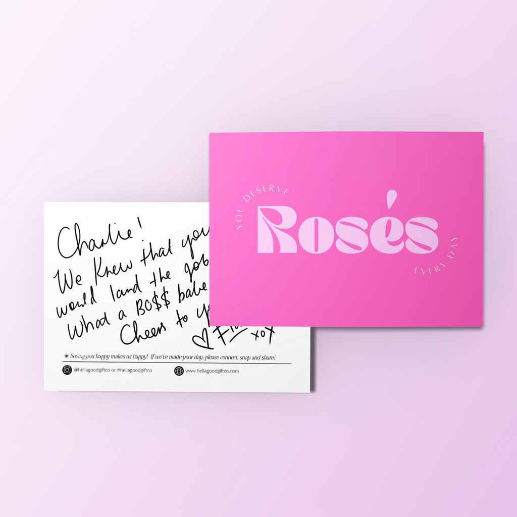 back and front sampe image of a gift card with handwritten message