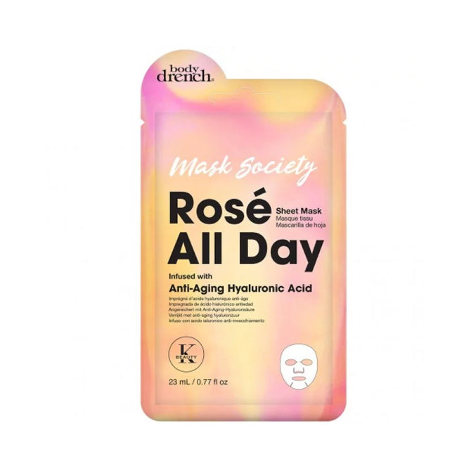 Rose all day face mask - anti agin hyaluronic acid sheet mask by body drench Mask Society
